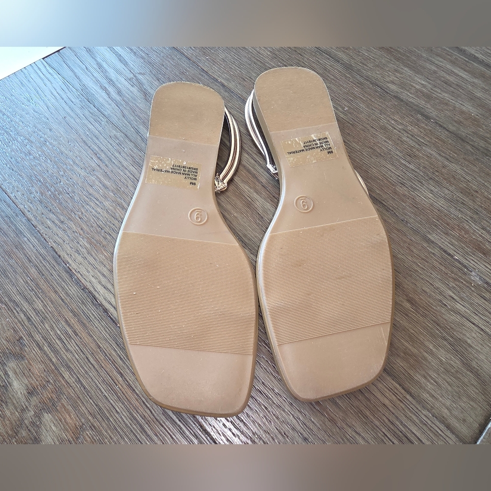 SM New York Molly Metallic Strap Vegan Flat Sandals Size 9 - Picture 6 of 6